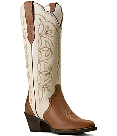 Heritage Blossom White Brown Floral Leather Western Boots by Ariat