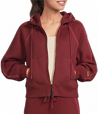 Long Sleeve Hooded Zip-Front Cotton Fleece Jacket by UGG