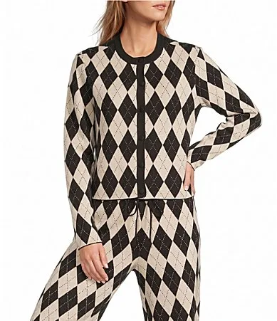 Argyle Cropped Cardigan by Antonio Melani