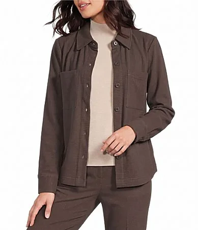 Modern Ease Long Sleeve Button Front Herringbone Knit Jacket by Investments