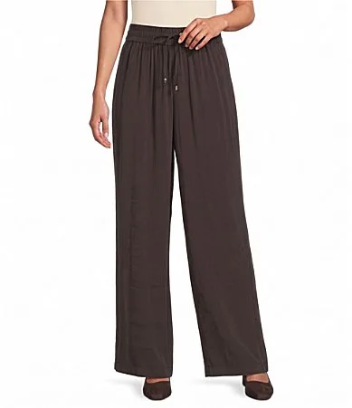 Modern Ease Drawstring Waistband Wide Leg Woven Pants