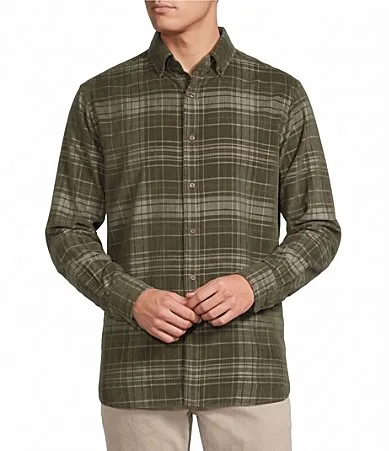 Corduroy Plaid Long Sleeve Woven Shirt