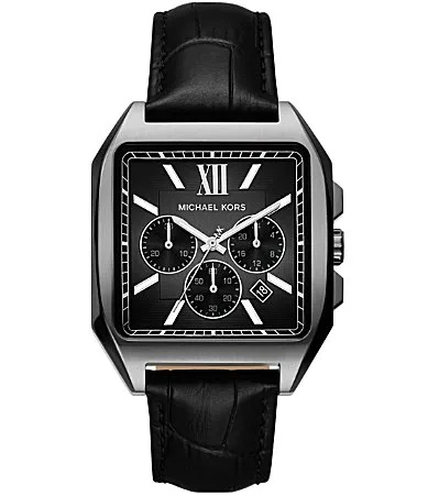 Hayes Quartz Chronograph Leather Strap Watch by MICHAEL Michael Kors