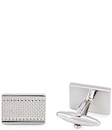 Polished Silver Tone Weaved Pattern Cuff Links by Murano