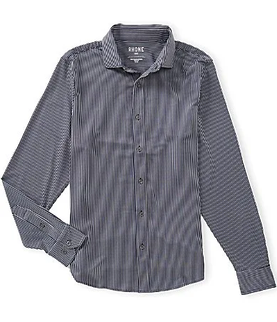 Commuter Slim Fit Stripe Long Sleeve Woven Shirt by Rhone