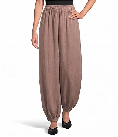 Twill Coordinating Harem Ankle Pants by Calessa