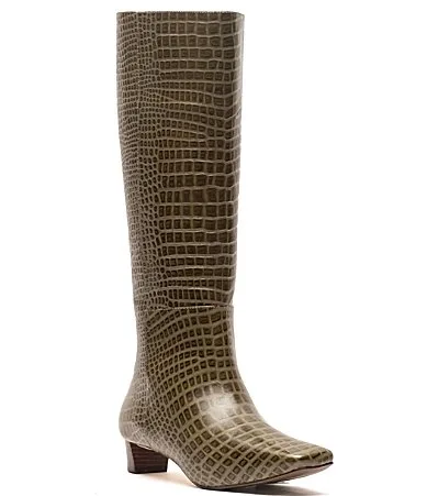 Mackie Tall Leather Croc Embossed Boots by Frances Valentine