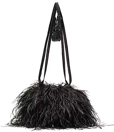 Feather Pouf Tassel Drawstring Shoulder Bag by Frances Valentine