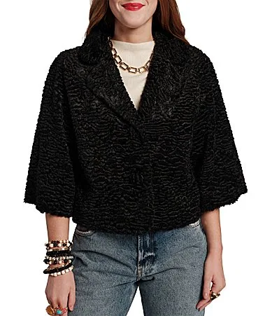 Blaine Lamb Faux Fur Short Jacket by Frances Valentine