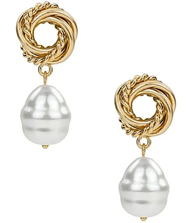 Rope Knot Pearl Drop Earrings by Patricia Nash