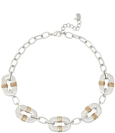 Robert Lee Morris Soho Oval Link Wire Wrapped Bib Collar Necklace by Lee