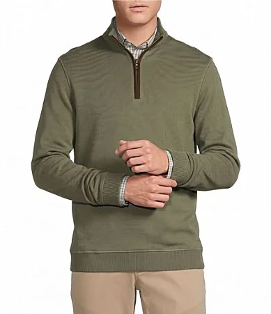 Blue Label Solid French Rib Quarter-Zip Pullover by Cremieux