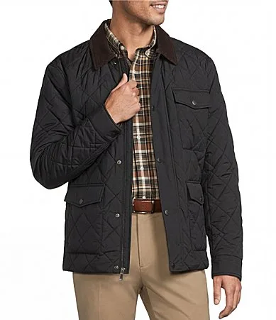 Heritage Diamond Quilted Button Front Jacket by Roundtree & Yorke