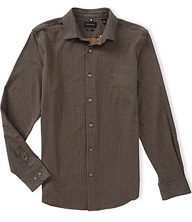 Geo Print Long Sleeve Woven Shirt by Perry Ellis
