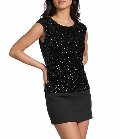 Sequin Long Sleeve Open Back Top by Evolutionary