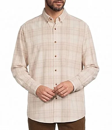 Long Sleeve Large Plaid Corduroy Sport Shirt