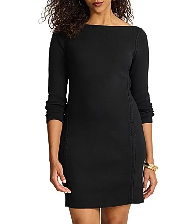 Delphina Relaxed Cable Stitch Long Sleeve Sweater Dress