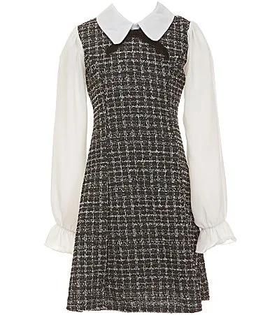 Sleeveless Boucle Jumper Dress Solid Long Sleeve Blouse Set by Allison & Kelly