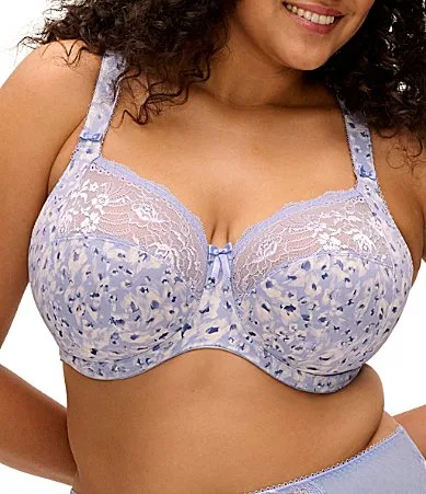 Morgan Lace-Trimmed Floral Full-Busted Contour U-Back Underwire Bra by Elomi