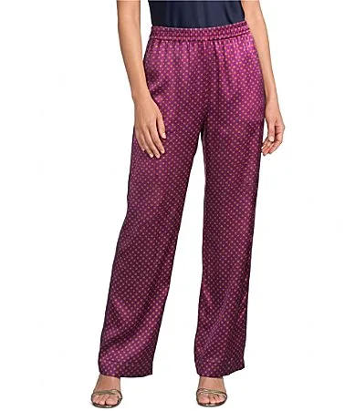 Kanni Silk-Blend Geometric Print Coordinating Straight Leg Pull-On Pants by Johnny Was