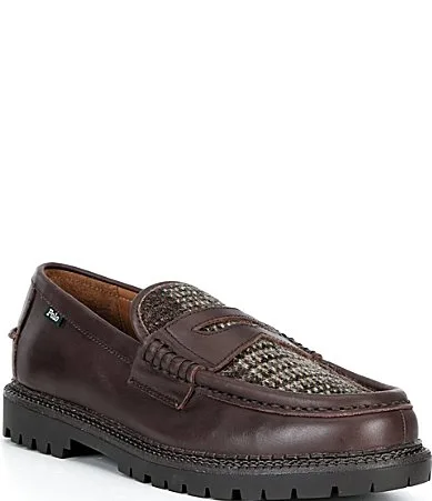 Jett Leather and Tweed Lug Sole Penny Loafers by Polo Ralph Lauren