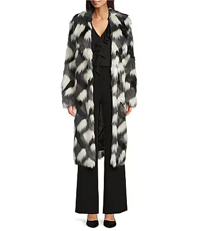 Faux Fur Shawl Collar Belted Trench Coat by Karl Lagerfeld