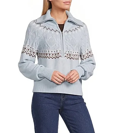 Fair Isle Cable Zip by Antonio Melani