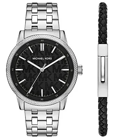 Wolfe Quartz Three-Hand Stainless Steel Bracelet Watch Set by MICHAEL Michael Kors