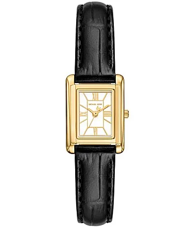 Essex Three-Hand Black Croc-Embossed Leather Strap Watch by MICHAEL Michael Kors
