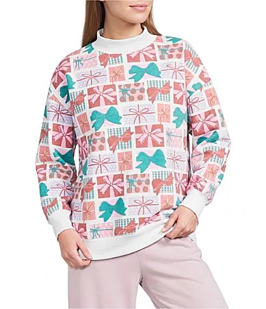 Long Sleeve Allover Graphic Presents Oversized Sweatshirt by Katydid
