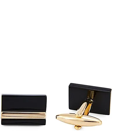 Stainless Steel Gold Plate Accent Cuff Links by Murano