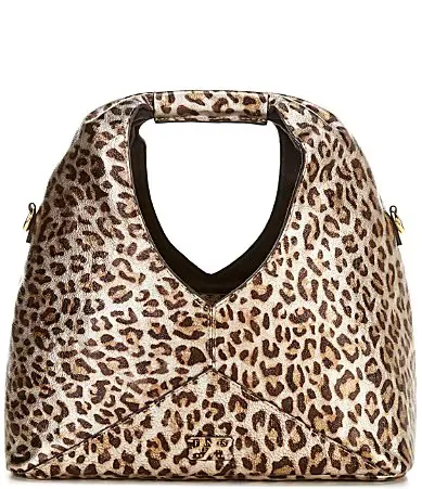 Metallic Leopard Crescent Tote Bag by Frances Valentine
