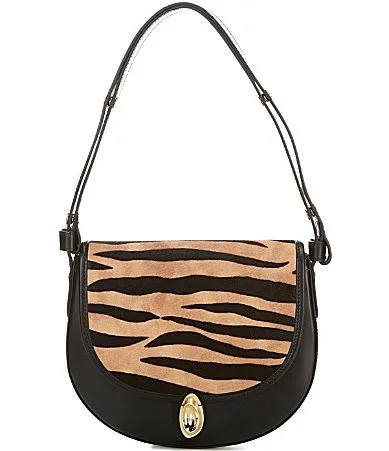 Elsa Animal Print Haircalf Flap Shoulder Bag by Citrine