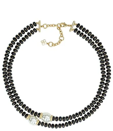 Multi Row Bead Pearl Short Multi Strand Necklace by Patricia Nash