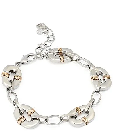 Robert Lee Morris Soho Oval Link Wire Wrapped Line Bracelet - Gold by Lee