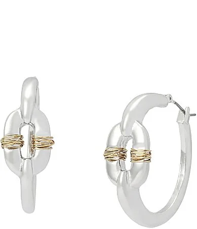 Robert Lee Morris Soho Oval Link Wire Wrapped Hoop Earrings by Lee