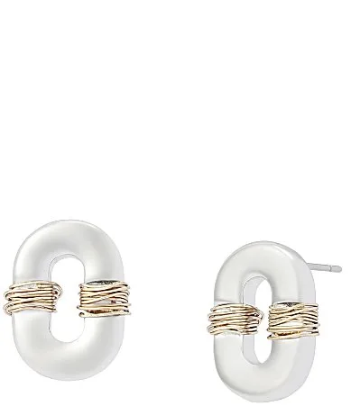 Robert Lee Morris Soho Oval Link Wire Wrapped Stud Earrings by Lee