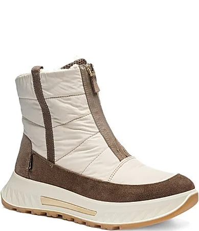 Slate Waterproof Suede Textile Zip Front Winter Booties by Ara