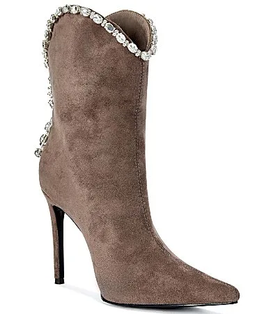 Azurea Rhinestone Trim Pointed Toe Booties by Azalea Wang