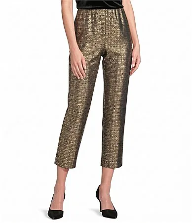 Gilded Jude-Cloth Tribal Geo Gold Print Pull-On Slim Pants by Jude Connally