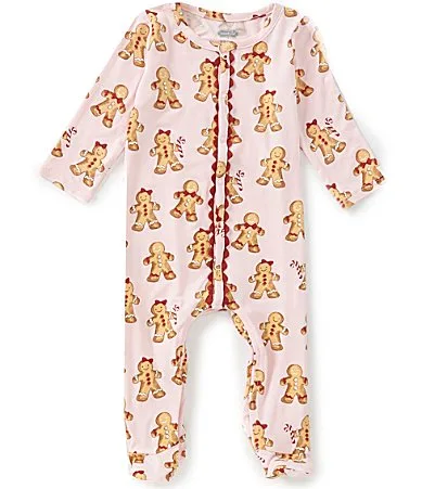 Long Sleeve Gingerbread Man Printed Footed Coverall by Mud Pie