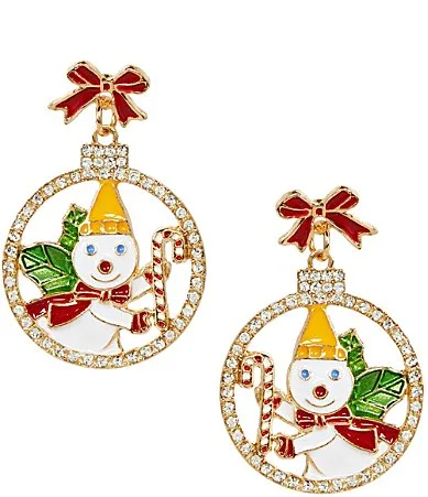 Mr. Bingle Christmas Ornament Drop Earrings