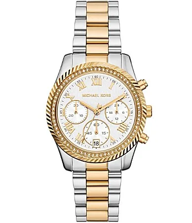 Michael Kors Womens Lexington Chronograph Stainless Steel Bracelet Watch - Two Tone by MICHAEL Michael Kors