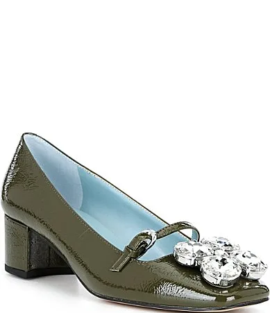 Josephine Patent Leather Jewel Ornamented Mary Jane Pumps by Frances Valentine