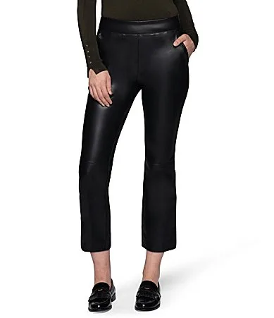 Leatherette Cropped Boot Cut Leggings by HUE
