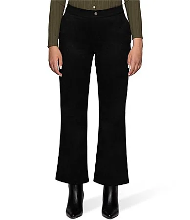 Faux Suede Kick Flare Cropped Pants by HUE