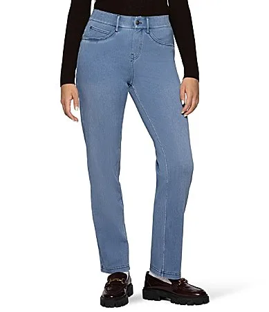 Stovepipe Ultra Soft Denim Mid Rise Straight Leg Pants by HUE
