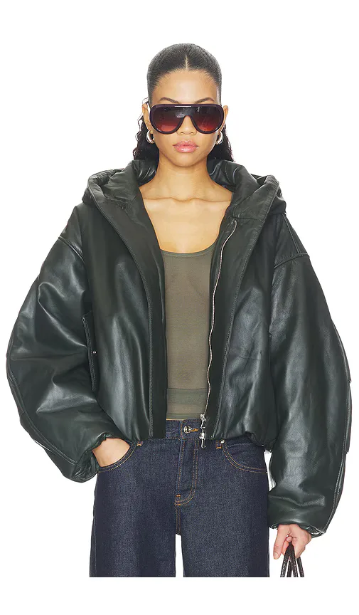 Mother of All Juice Crop Leather Bomber by MOTHER