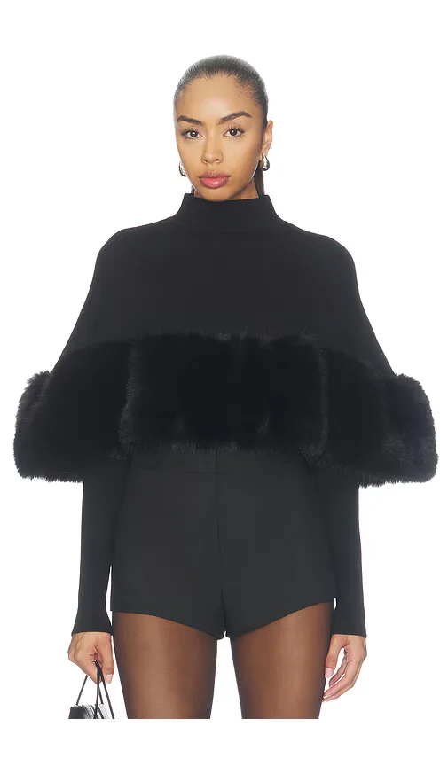 Knit Faux Fur Cape Top by Naked Wardrobe