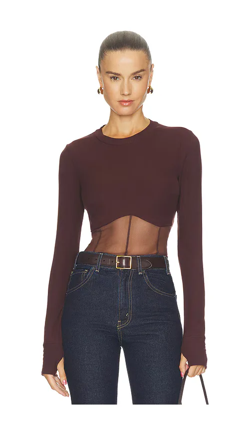 Michael Lauren x Revolve Danton Rib Mesh Corset Top by Michael Lauren